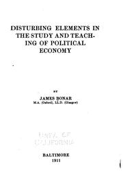 Cover of Disturbing elements in the study and teaching of political economy by James Bonar