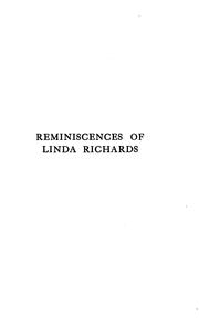 Front cover of Reminiscences of Linda Richards by Linda Richards