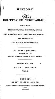 Front cover of History of cultivated vegetables by Phillips, Henry