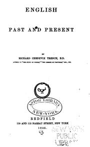Front cover of English, past and present by Richard Chenevix Trench