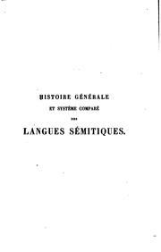 Front cover of Histoire générale et système comparé des langues sémitiques by Ernest Renan