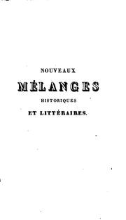 Cover of Nouveaux mélanges historiques et littéraires by Abel-François Villemain