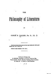 Cover of The philosophy of literature by Condé Bénoist Pallen