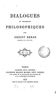 Front cover of Dialogues et fragments philosophiques by Ernest Renan