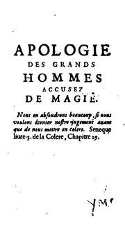 Cover of Apologie povr tovs les grands personnages qui ont esté faussement soupçonnez de magie by Gabriel Naudé