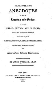 Cover of Characteristic anecdotes of men of learning and genius by Watkins, John
