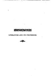 Front cover of Literature and its professors by Thomas Purnell