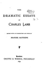 Front cover of The dramatic essays of Charles Lamb by Charles Lamb