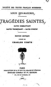 Cover of Tragédies saintes by Louis Des Masures