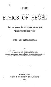 Front cover of The ethics of Hegel by Georg Wilhelm Friedrich Hegel