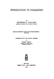 Cover of Introduction to philosophy by Paulsen, Friedrich