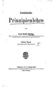 Front cover of Juristische prinzipienlehre by Ernst Rudolf Bierling
