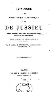 Front cover of Catalogue de la bibliothèque scientifique de MM. de Jussieu by Adrien de Jussieu
