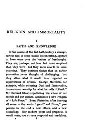 Front cover of Religion and immortality by G. Lowes Dickinson