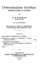 Front cover of L' internationalisme scientifique (sciences pures et lettres) by Pieter Hendrik Eijkman