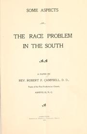 Front cover of Some aspects of the race problem in the South by Robert F. Campbell