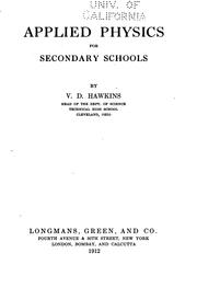 Cover of Applied physics for secondary schools by Victor Dean Hawkins