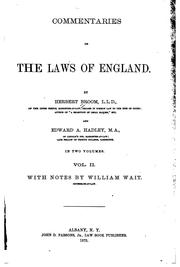 Front cover of Commentaries on the laws of England by Herbert Broom