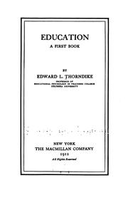 Front cover of Education, a first book by Edward L. Thorndike