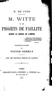 Cover of M. Witte et ses projects de faillite by Elie de Cyon