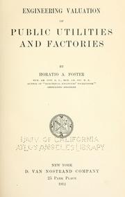 Front cover of Engineering valuation of public utilities and factories by Horatio A. Foster