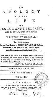 Front cover of An apology for the life of George Anne Bellamy by George Anne Bellamy