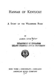 Front cover of Hannah of Kentucky by James Otis Kaler