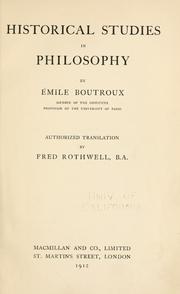 Front cover of Historical studies in philosophy by Emile Boutroux