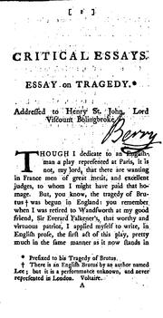 Cover of Critical essays on dramatic poetry by Voltaire