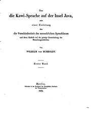 Cover of Über die Kawi-sprache auf der insel Java by Wilhelm von Humboldt