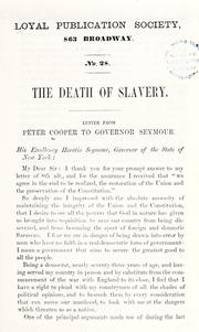 Front cover of The death of slavery by Cooper, Peter
