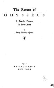 Front cover of The return of Odysseus by Grant, Percy Stickney
