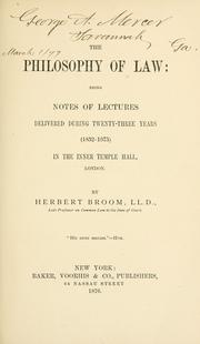 Front cover of The philosophy of law by Herbert Broom