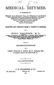 Front cover of Medical rhymes by Erichsen, Hugo