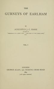 Front cover of The Gurneys of Earlham by Augustus J. C. Hare