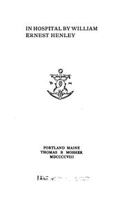 Front cover of In hospital by William Ernest Henley