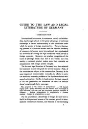 Cover of Guide to the law and legal literature of Germany by Library of Congress. Law Library.