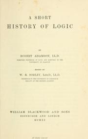 Front cover of A short history of logic by Robert Adamson
