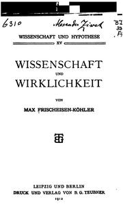 Front cover of Wissenschaft und wirklichkeit by Max Frischeisen-Köhler