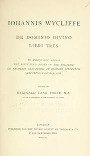 Front cover of Iohannis Wycliffe De dominio divino libri tres by John Wycliffe