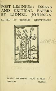 Cover of Post liminium by Lionel Pigot Johnson