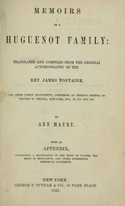 Front cover of Mémoires d'une famille Huguenote by James Fontaine