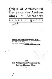 Front cover of Origin of architectural design by Lee Herbert McCoy