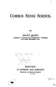 Cover of Common sense science by Grant Allen