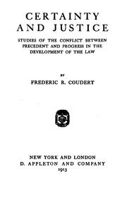 Cover of Certainty and justice by Coudert, Frederic R.