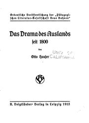 Front cover of Das drama des auslands seit 1800 by Hauser, Otto