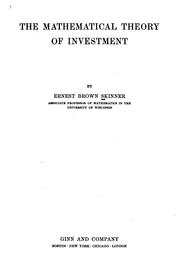 Cover of The mathematical theory of investment by Ernest Brown Skinner