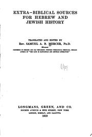 Front cover of Extra-Biblical sources for Hebrew and Jewish history by Samuel A. B. Mercer