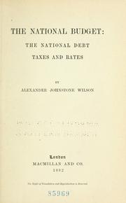 Front cover of The national budget by Alexander Johnstone Wilson
