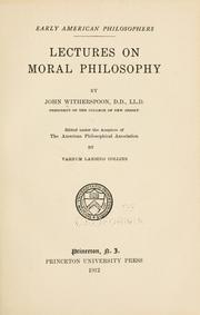 Cover of Lectures on moral philosophy by John Witherspoon